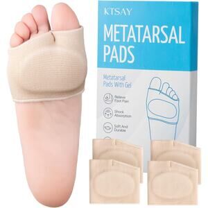 New Ktsay 3 Pairs Large Tan Nylon Metatarsal Ball of Foot Pain Relief Gel Pads